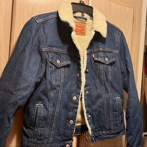 Levi's Dark Blue Denim Jacket with Cream Sherpa